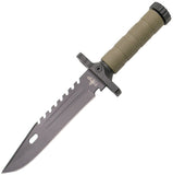 Überlebensmesser Olive - Tactical Knife mit Feuerstarter und Schleifstein